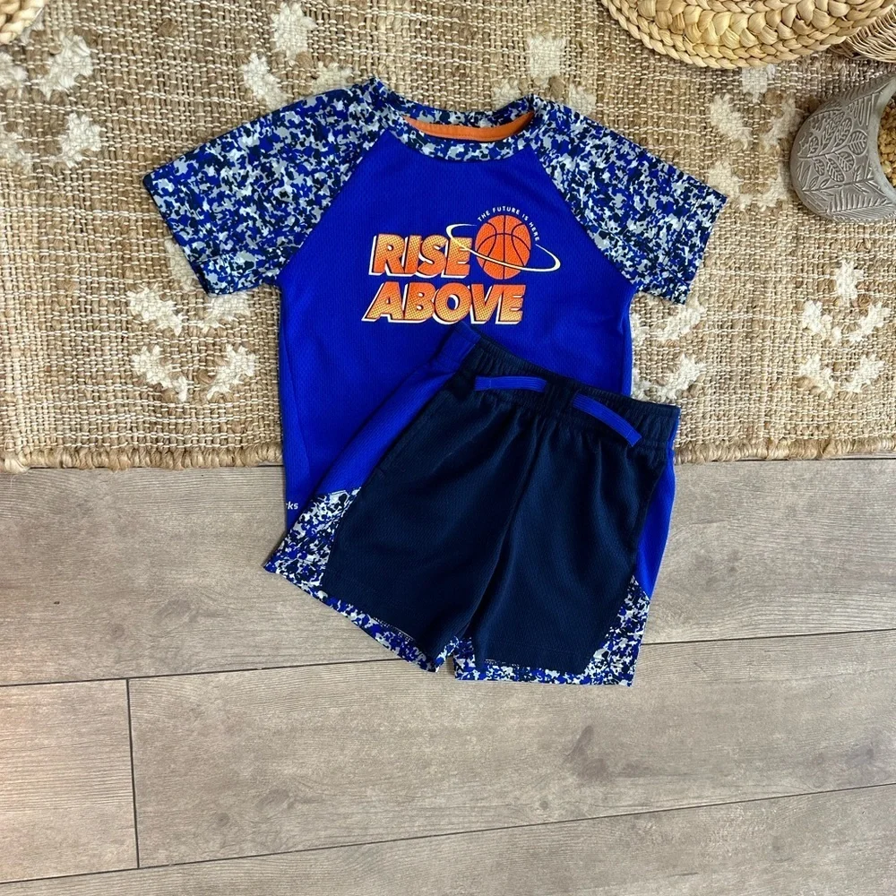 Athletic Works Toddler Boy Active T-Shirt and Shorts Set Basketball Rise Above